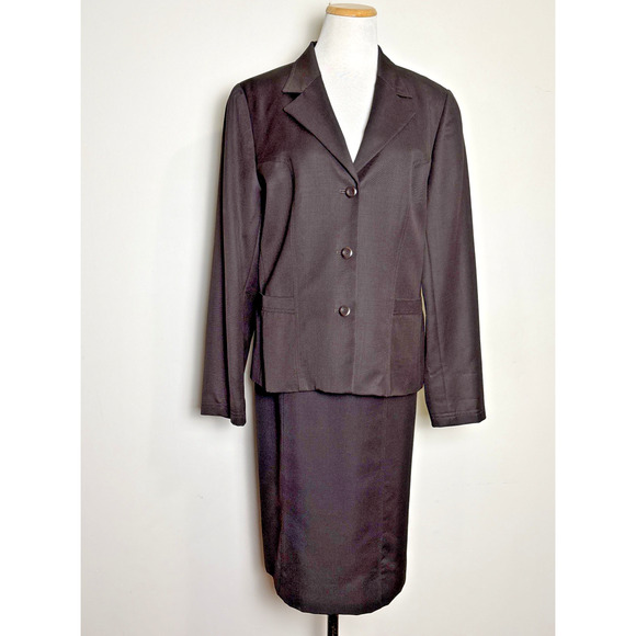 VTG Carlisle Wool Mohair Skirt Suit Set Size 10/12 Brown Career Business Corp - Picture 1 of 8